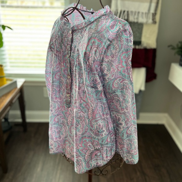 NWT Talbots Pastel Paisley Long Sleeve Blouse Plus Petite Size XP - Picture 5 of 14